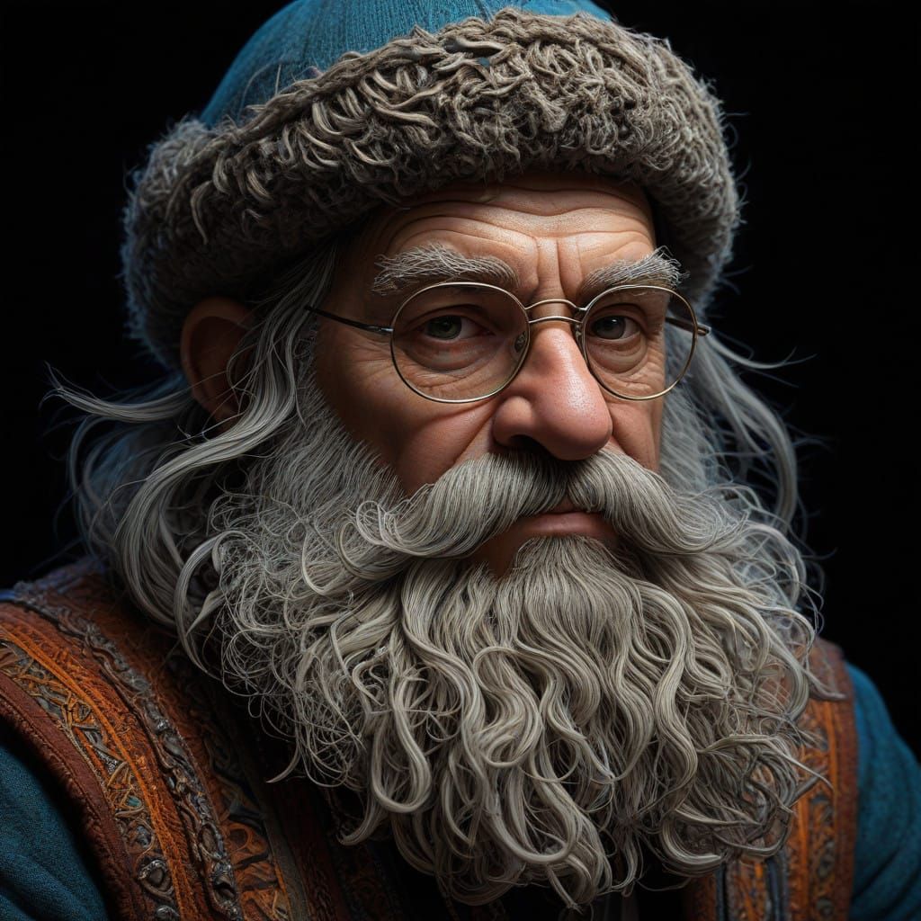 Baroque Fantasy Dwarf Alchemist in Intricate Etching Style