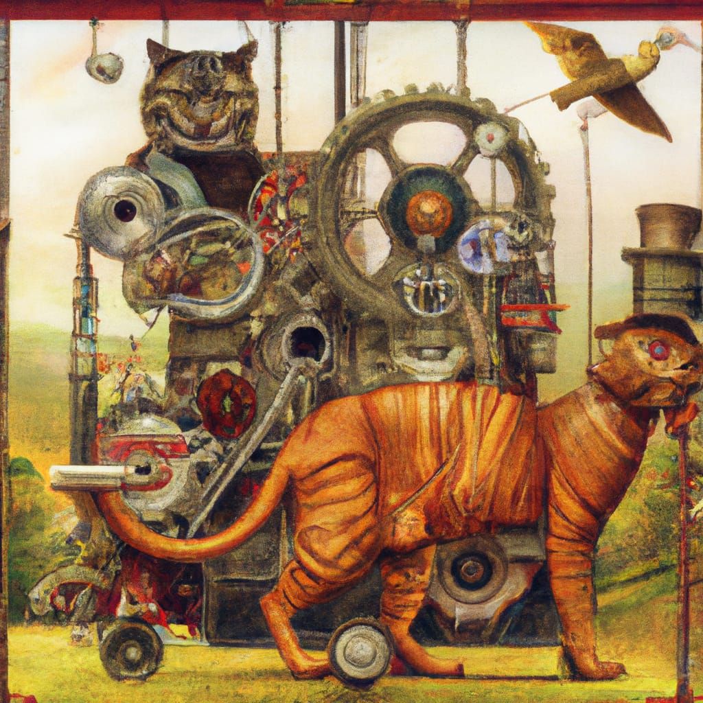 Bio-Mechanical Feline Machine in Surreal Style