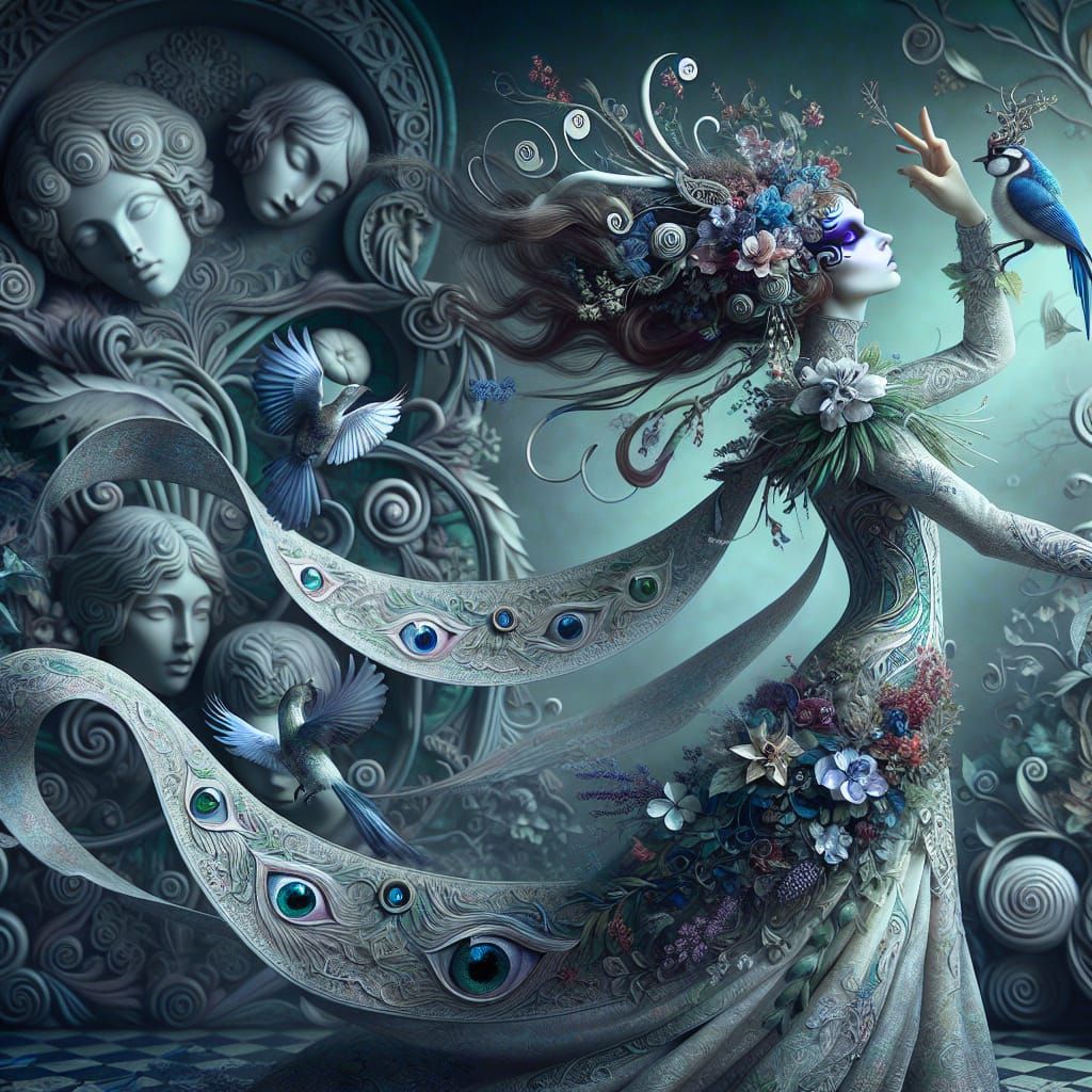 Enchanting Pre-Raphaelite-Inspired Dervish Sorceress in Drea...