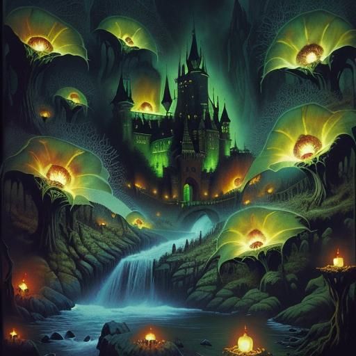 Dracula's Castle: Occult Horror Landscape Painting