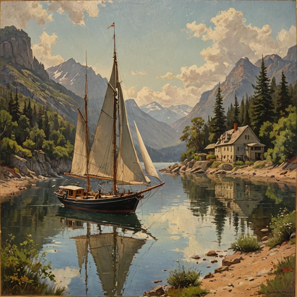Sailing Ship as Oil Painting