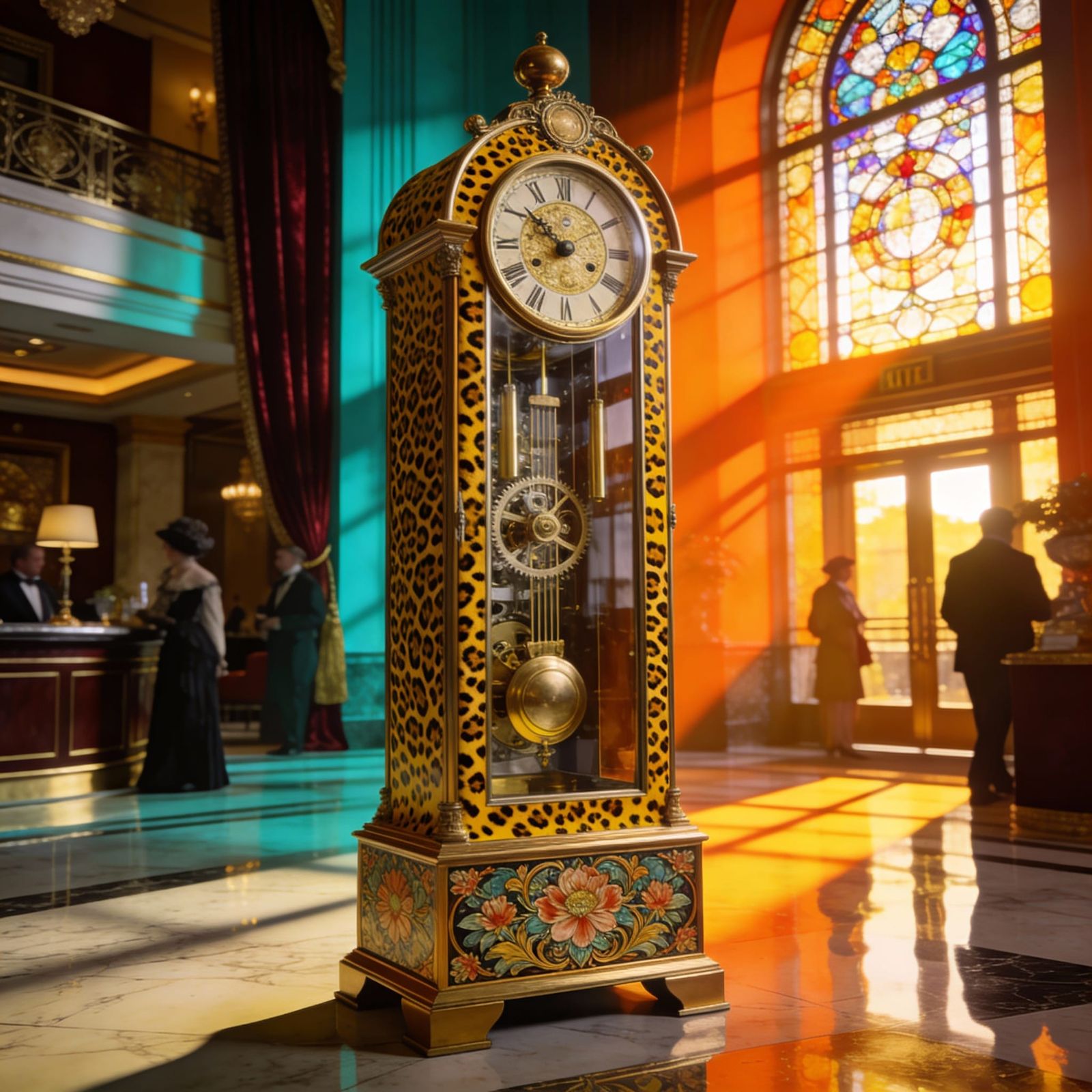 Intricate Grandfather Clock in Dramatic Lighting