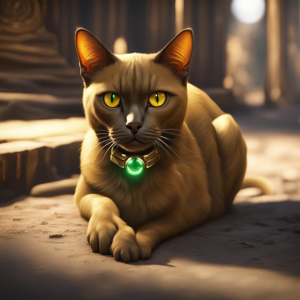 Burmese Cat Portrait in Detailed Digital Art