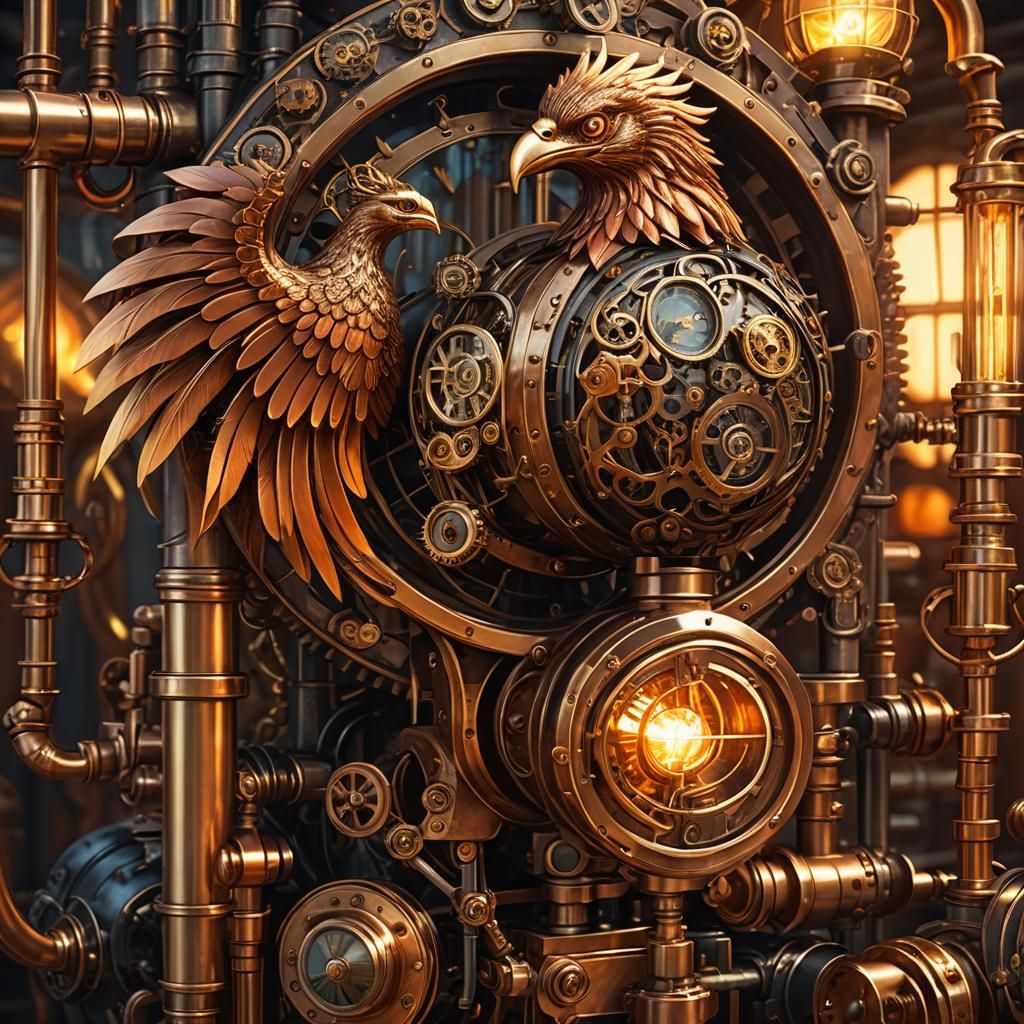 Steampunk Phoenix Lantern Concept Art