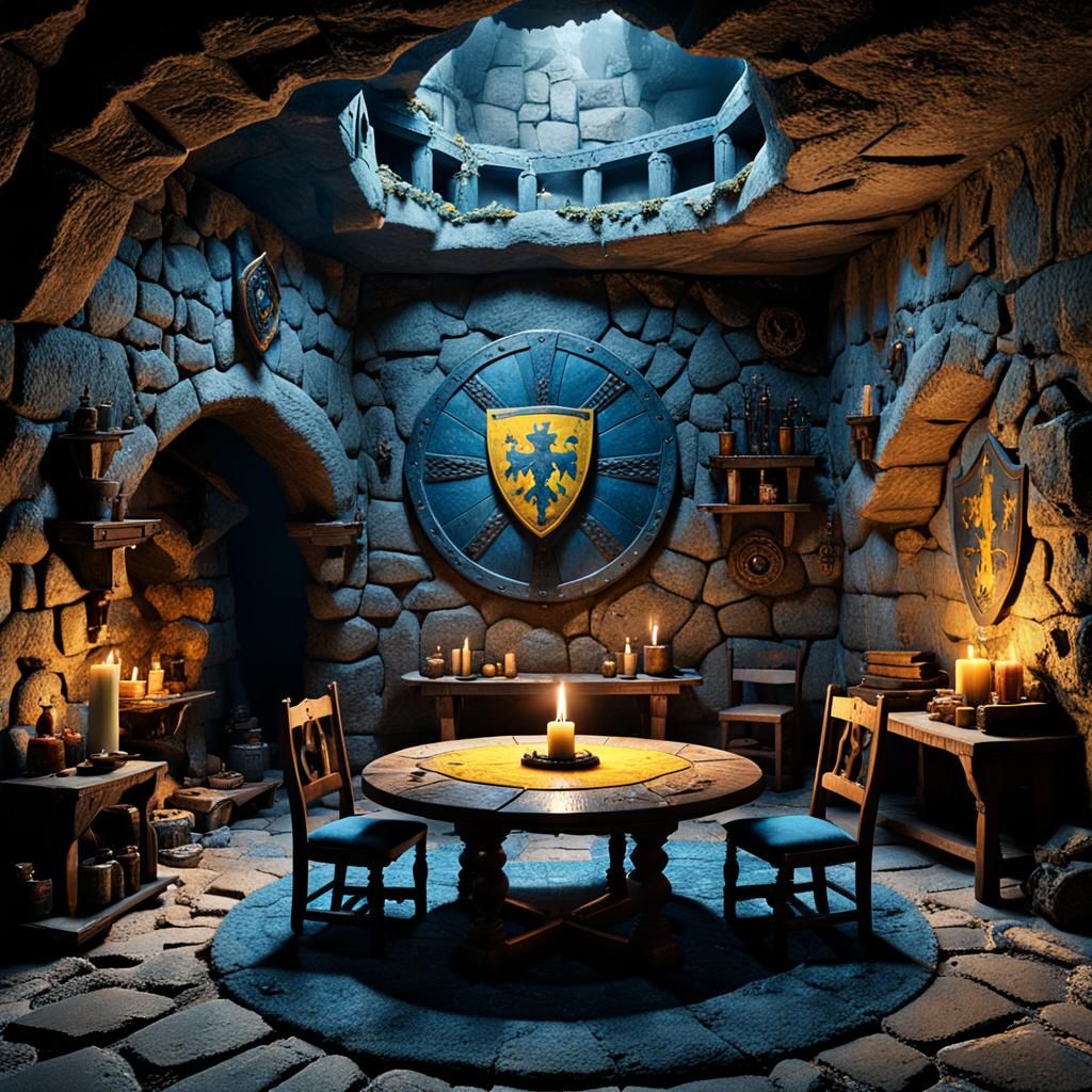 Dramatic Medieval Lair in Cave with Secret Passages