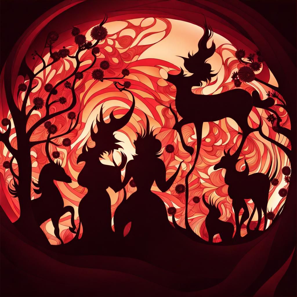 Abstract Vector Fractal with Zentangle Patterns