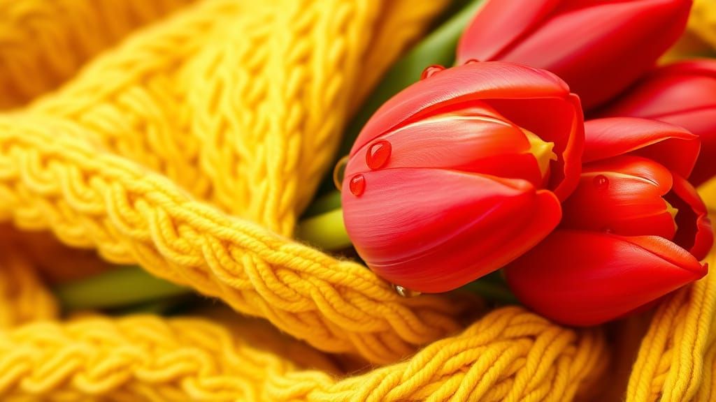 Vibrant Red Tulips in Cozy Spring Morning Setting