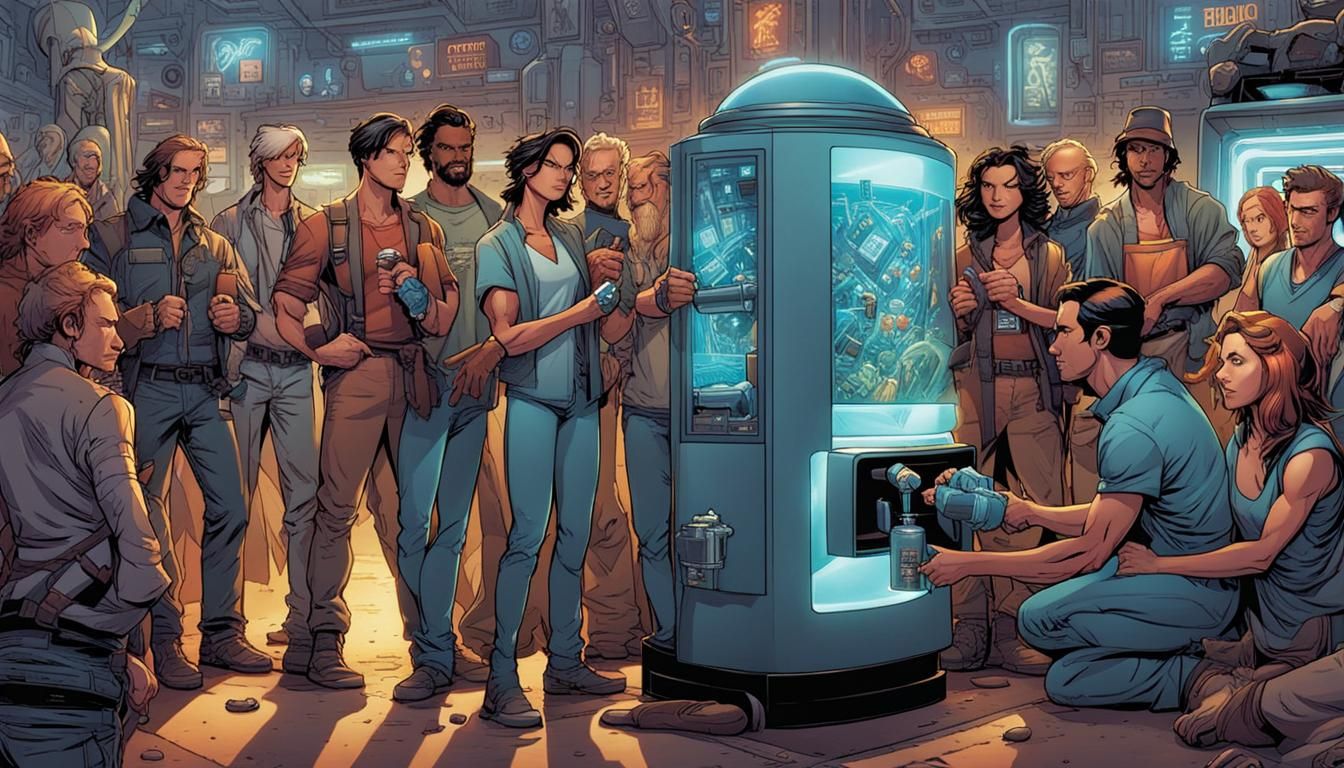 Futuristic Water Station in Comic Book Style
