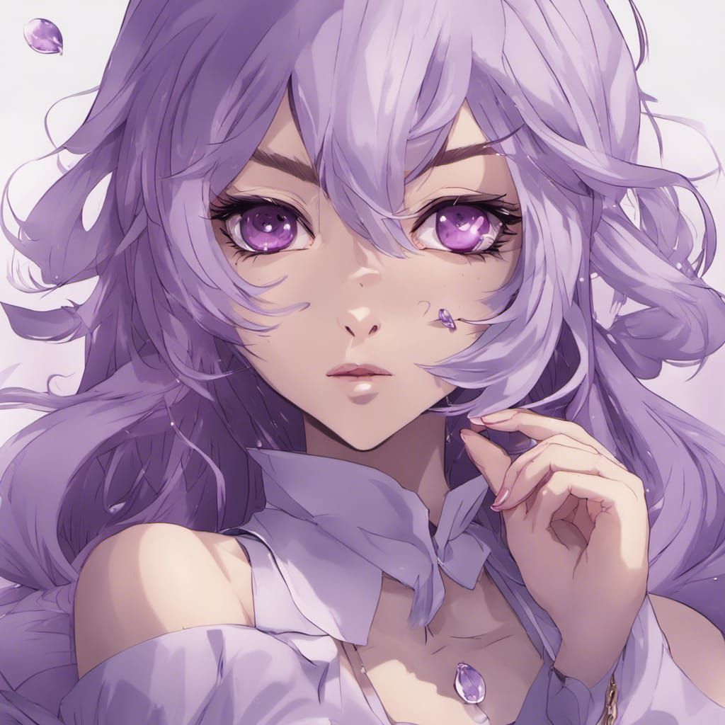 Anime Style Androgynous Figure with Amethyst Eyes