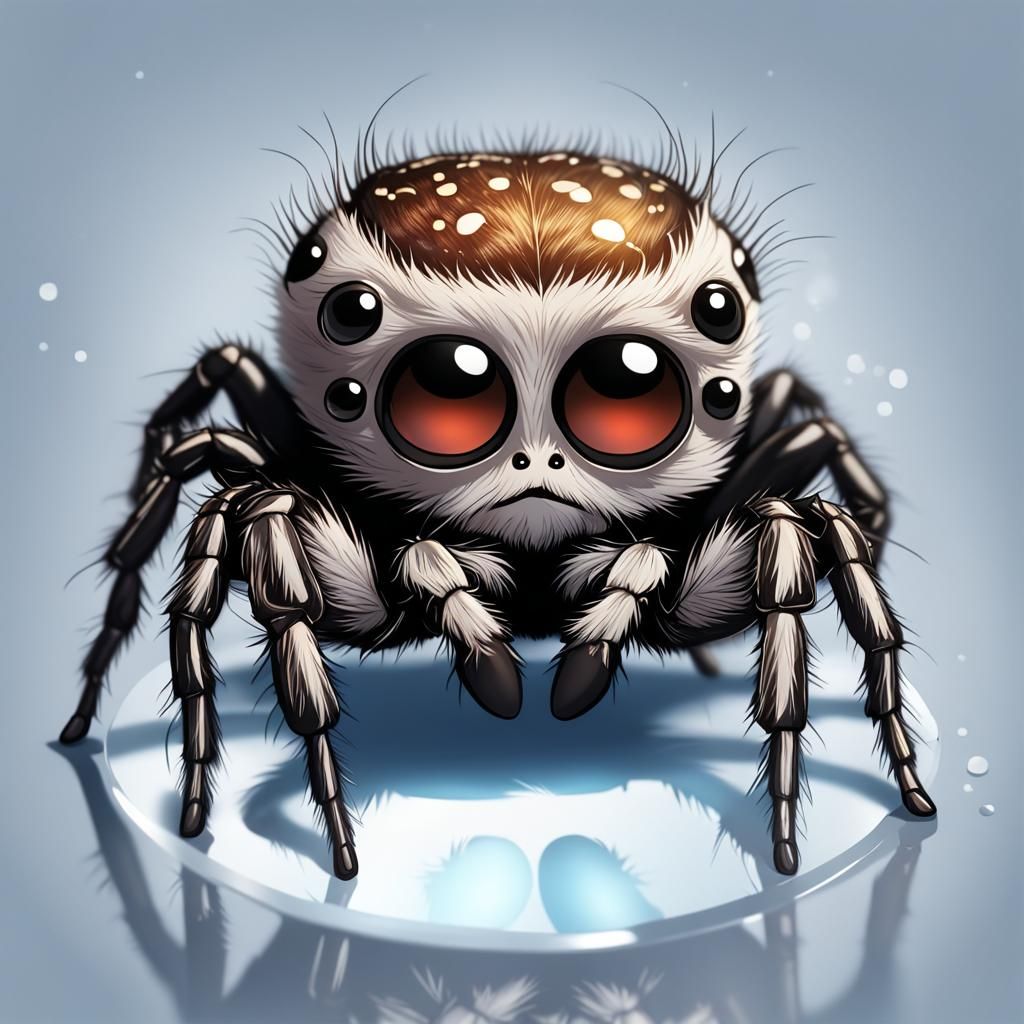 Chibi Spider Personifying Deja Vu Gazing at Dreams