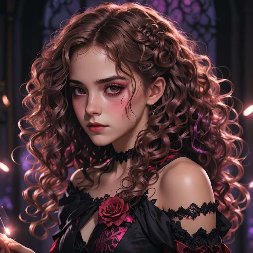 Gothic Anime Portrait of Hermione Granger in 3D
