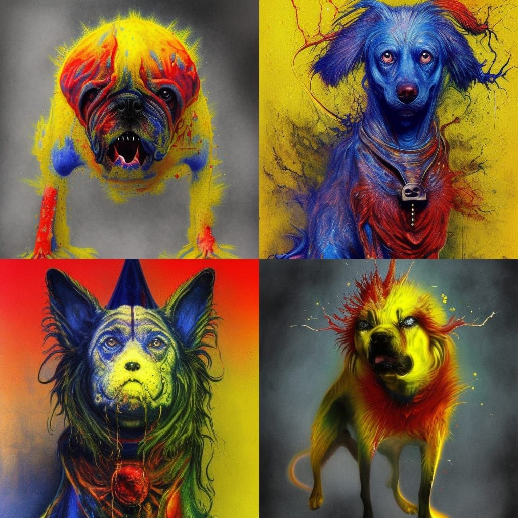 Surreal Red and Yellow Creature in Gammell Style