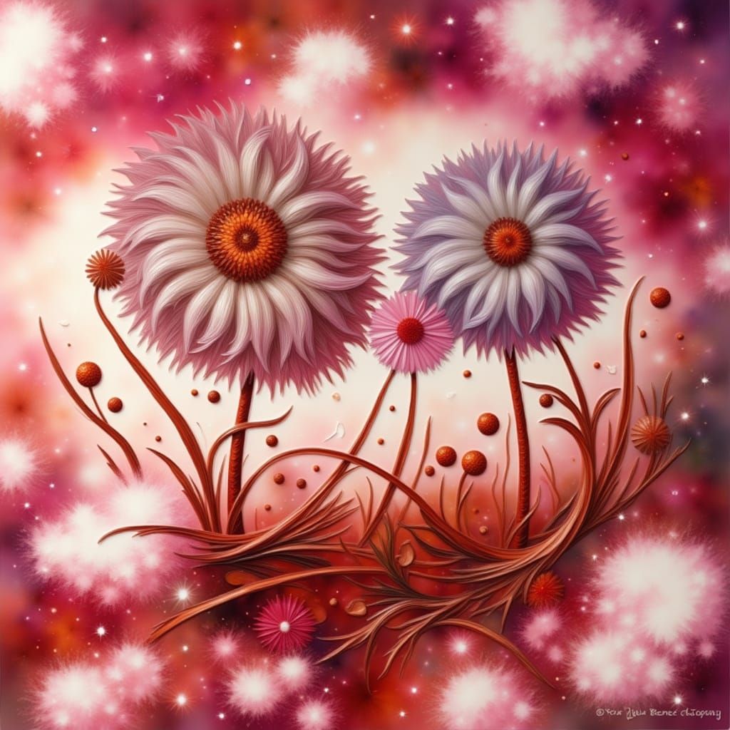 Dandelion Clock Seeds Floating Away in Dreamy Light