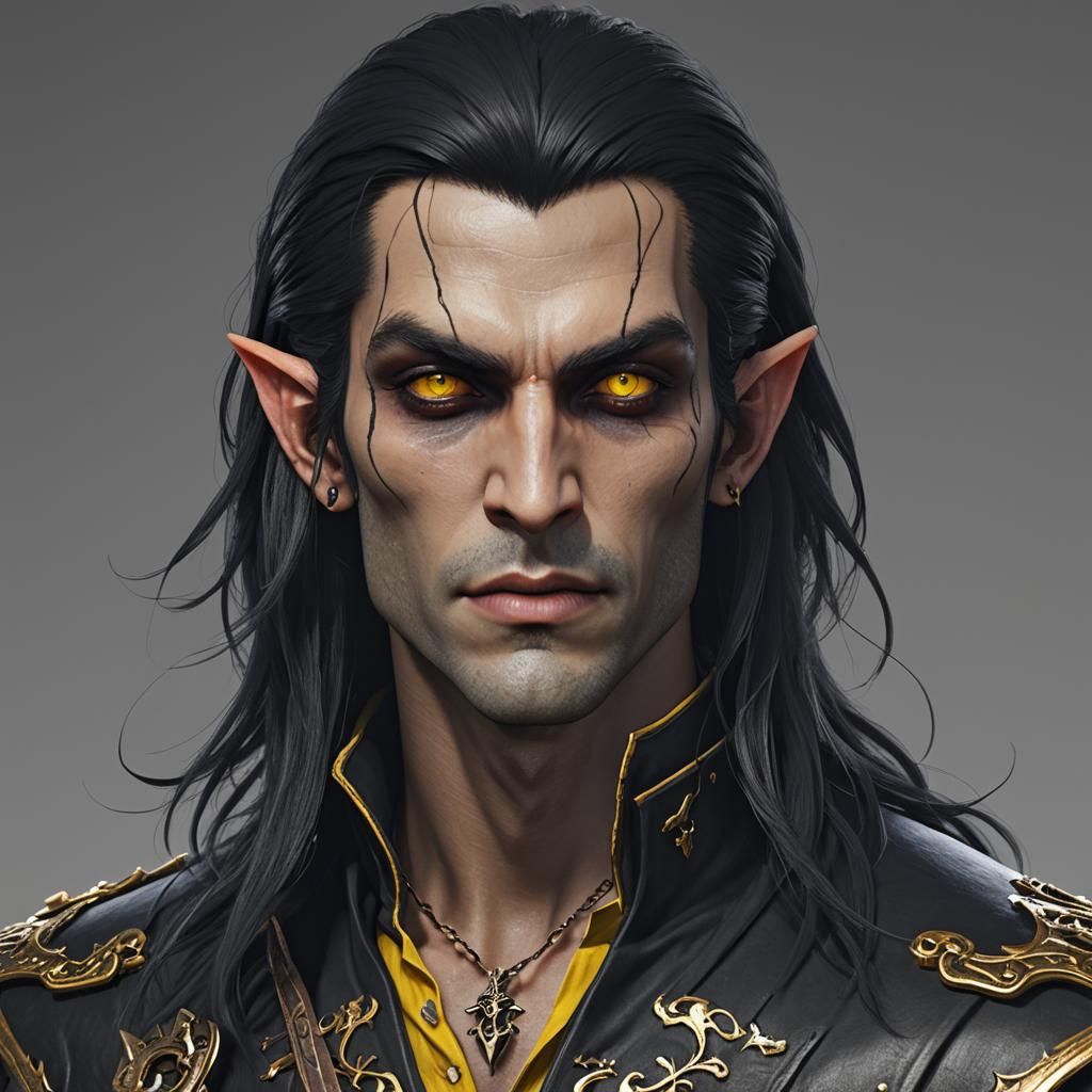 Dark Elf Vampire Pirate Portrait in 3D