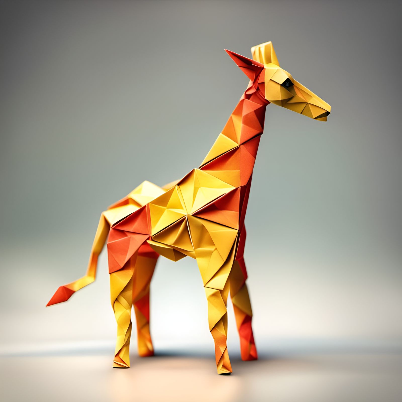 Vibrant Origami Giraffe in Traditional Japanese Style