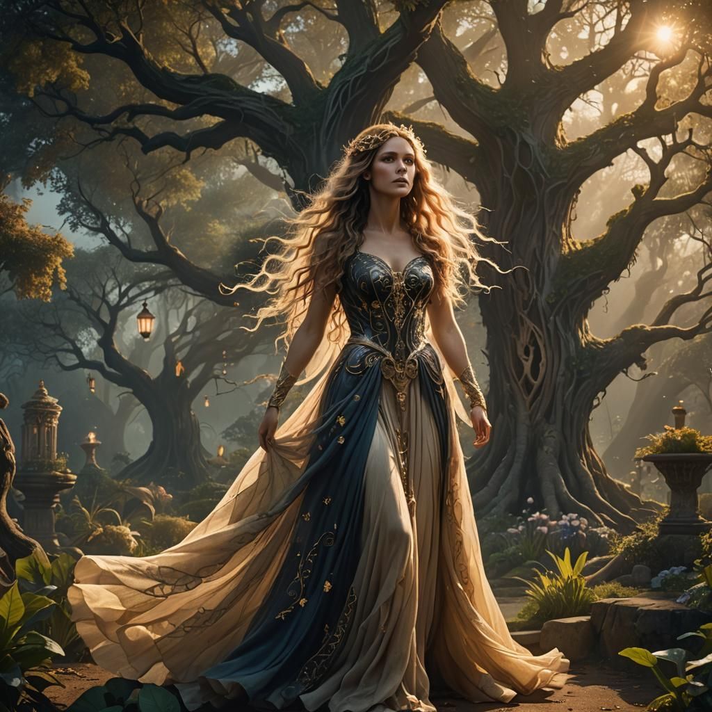 Surreal Dark Fantasy Goddess Unveils Mysterious Garden Realm...