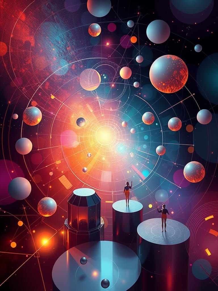 Abstract Geometric Cubism with Spectral Color