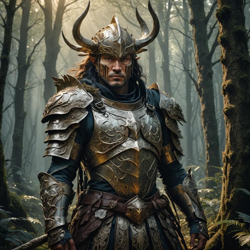 Mystical Forest Warrior in Fantasy Digital Art