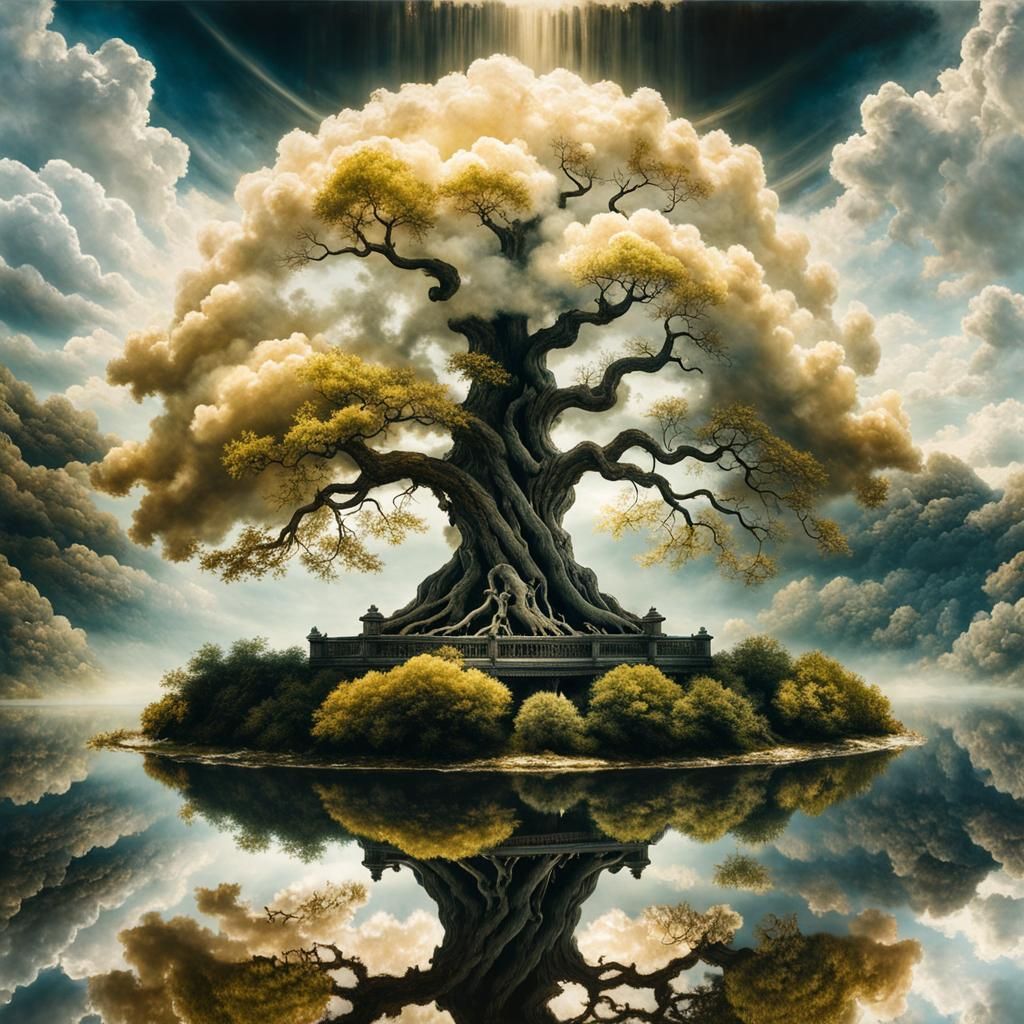 Cloud Tree of Life Mirrored in Water