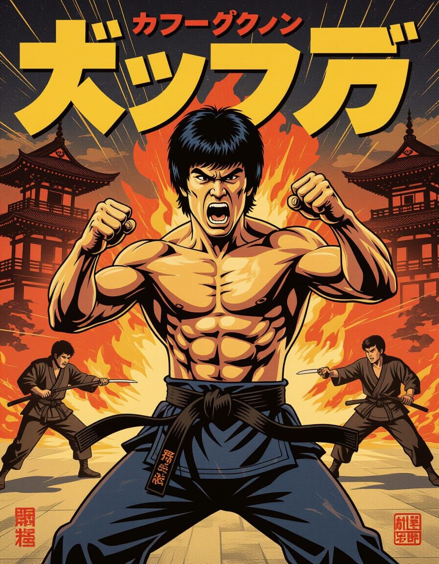Retro Manga Karate Master Movie Poster