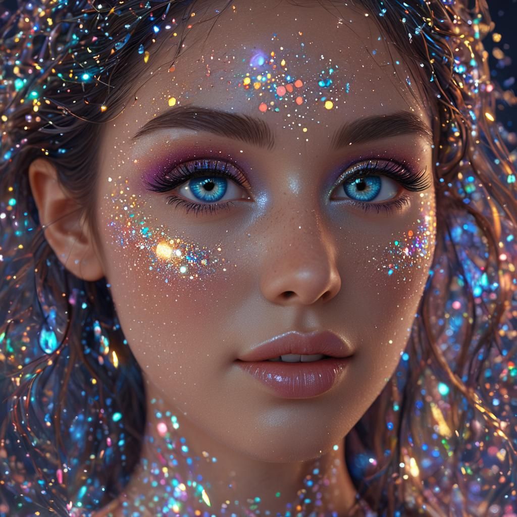 Rainbow Woman in Cyberpunk Steampunk Style