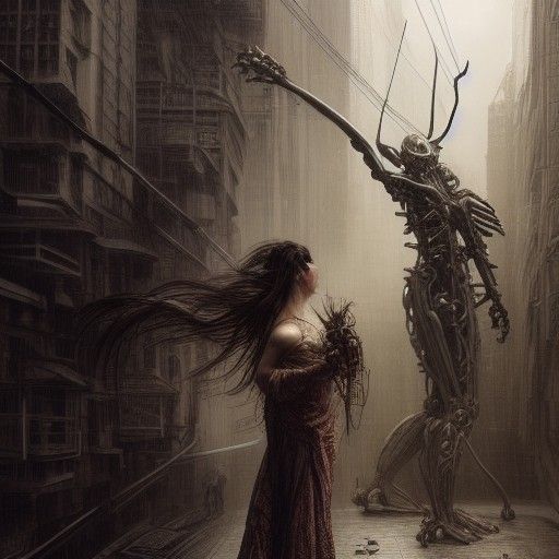 Detailed Cyberpunk Scene of a Man and Woman