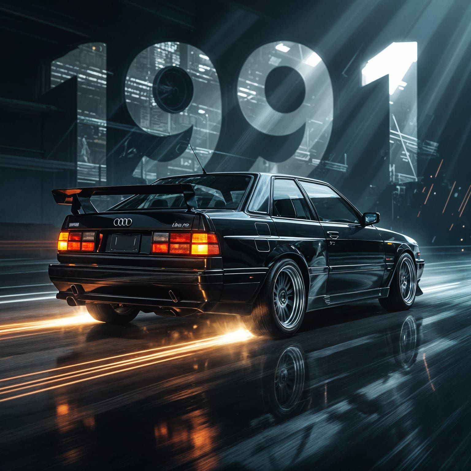 1991 Audi 80 B3 "Black Beast" in Cinematic Illustration