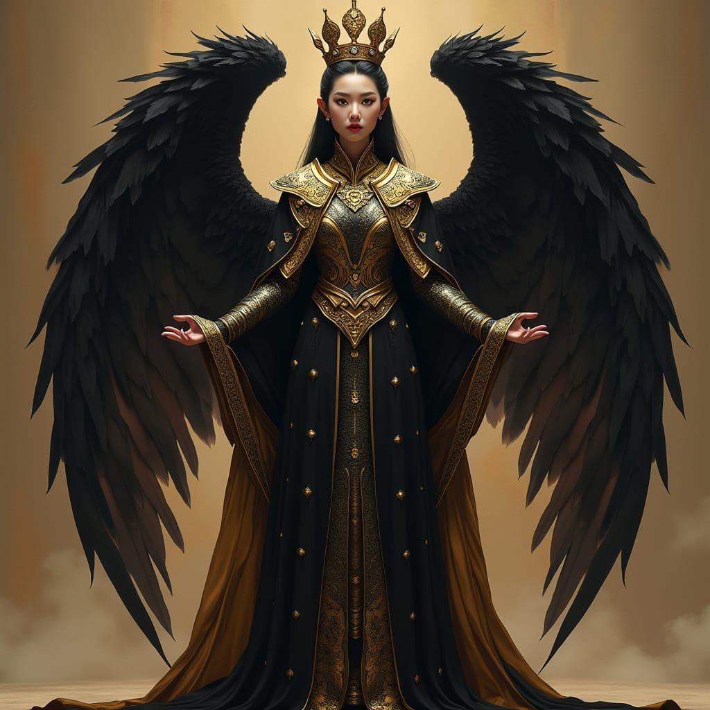 Majestic Fantasy Queen with Regal Egyptian Gown and Majestic...