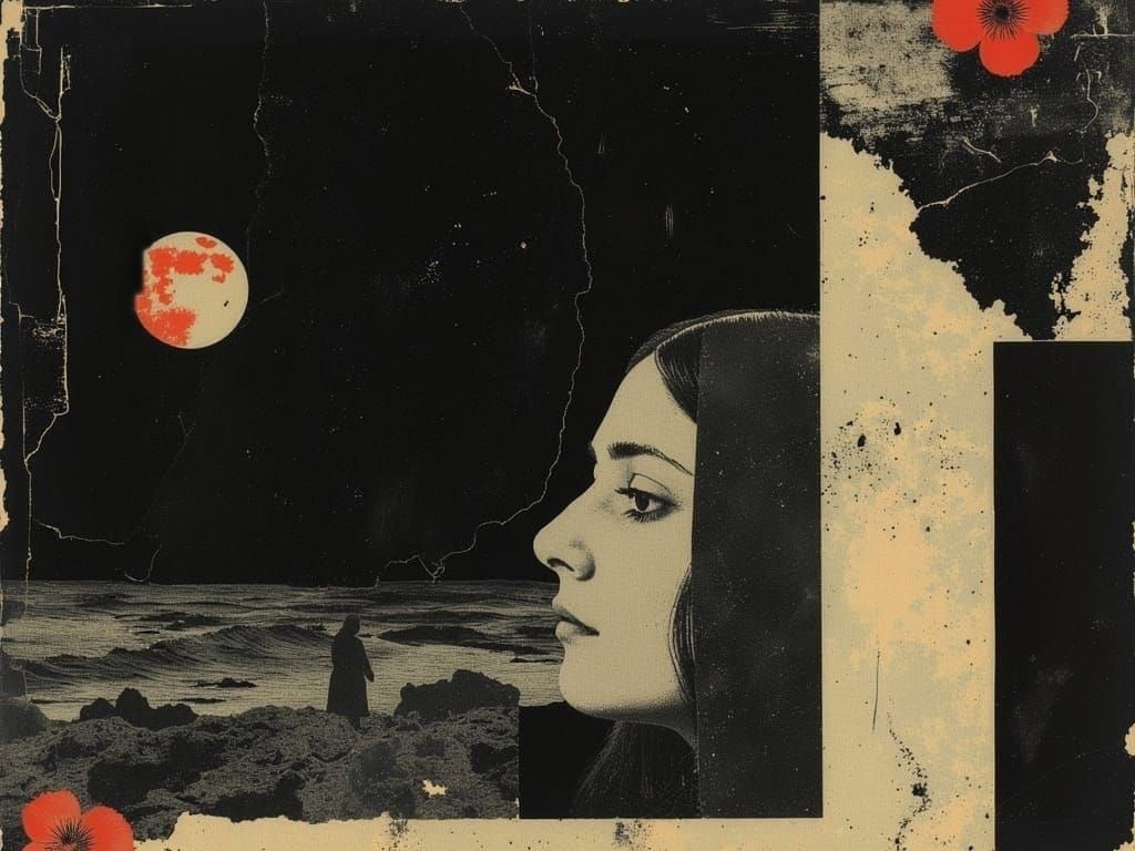 Majestic Landscape with Red Poppies in Dusk