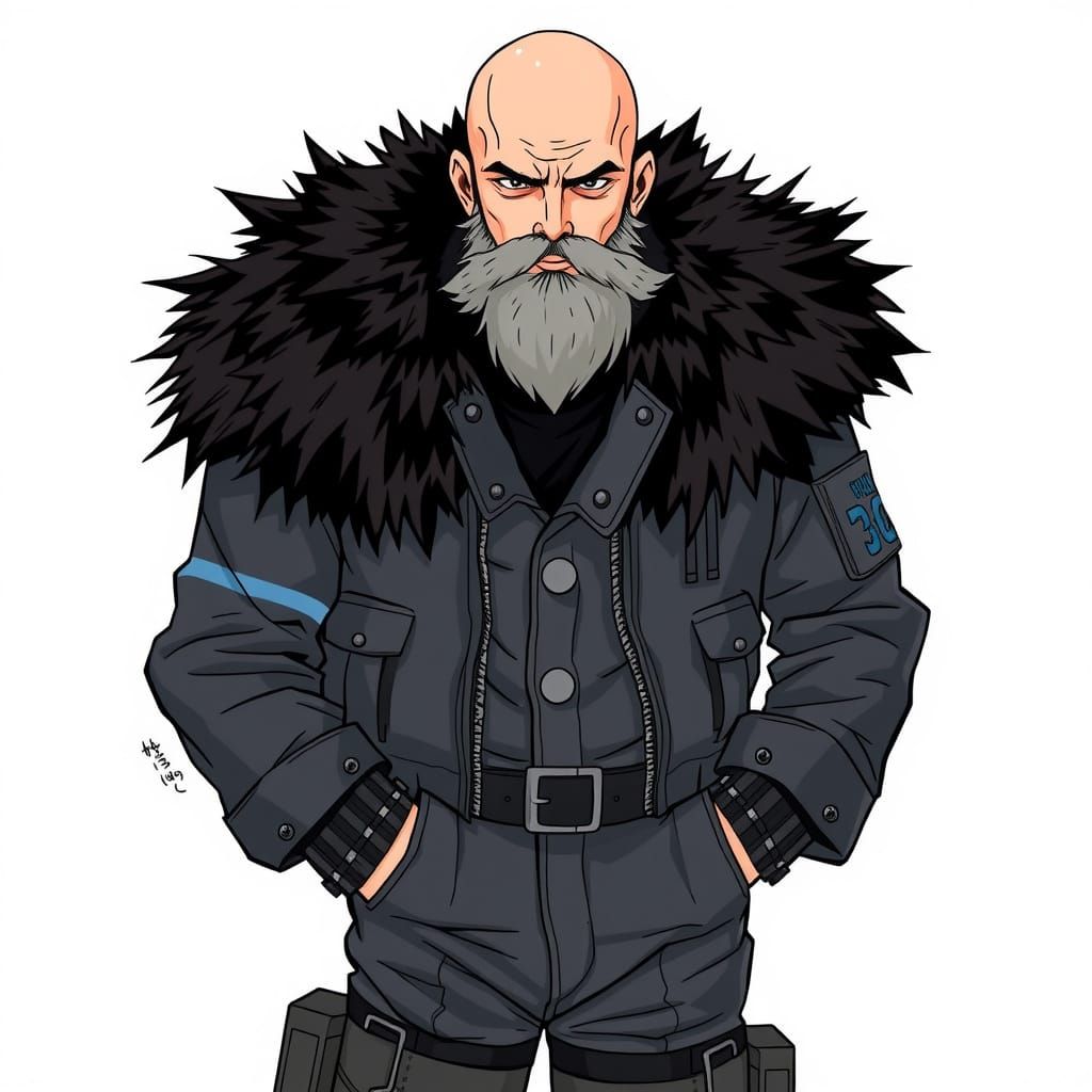 Hunter x Hunter Style Military Man with Gray Beard