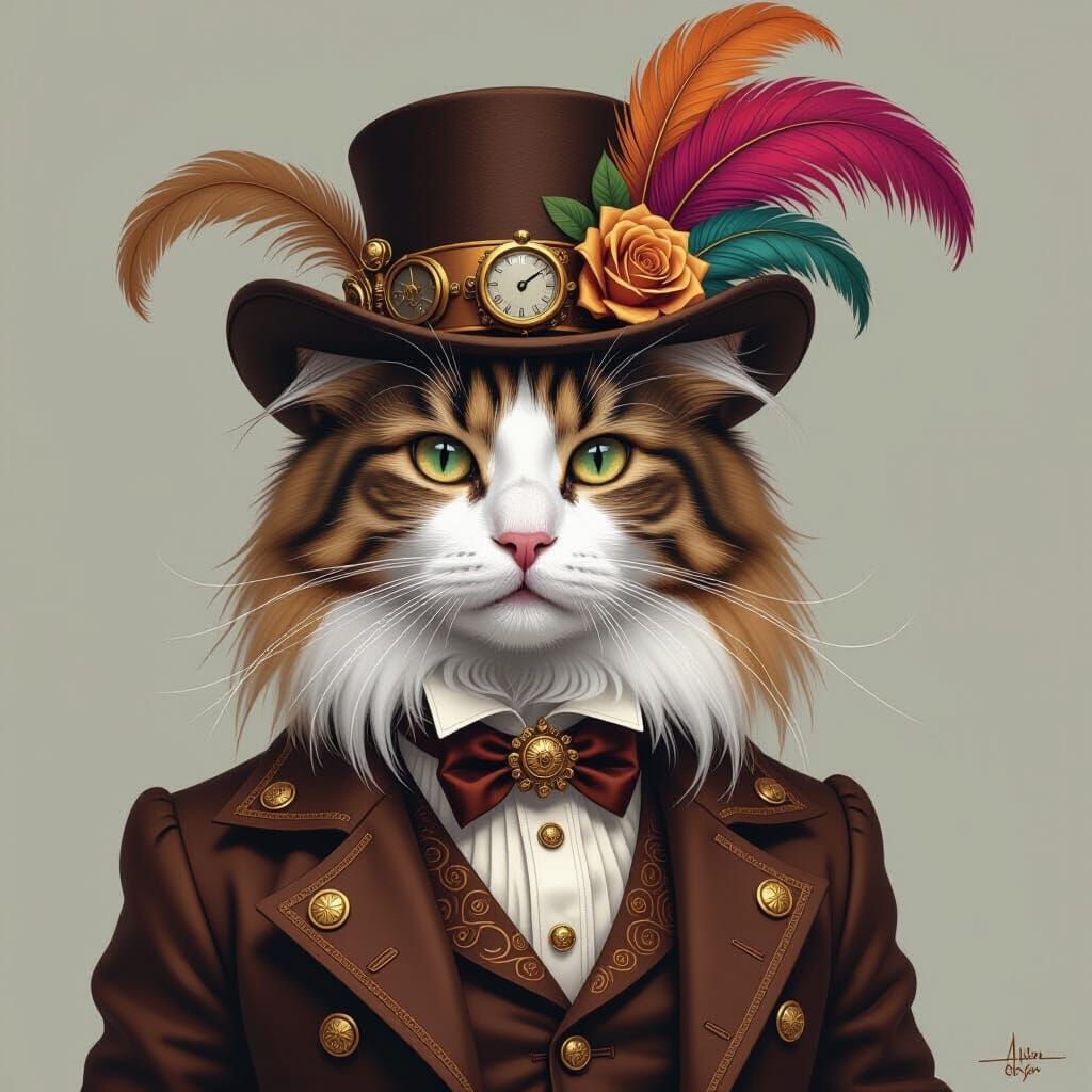 Steampunk Cat in Steampunk Outfit