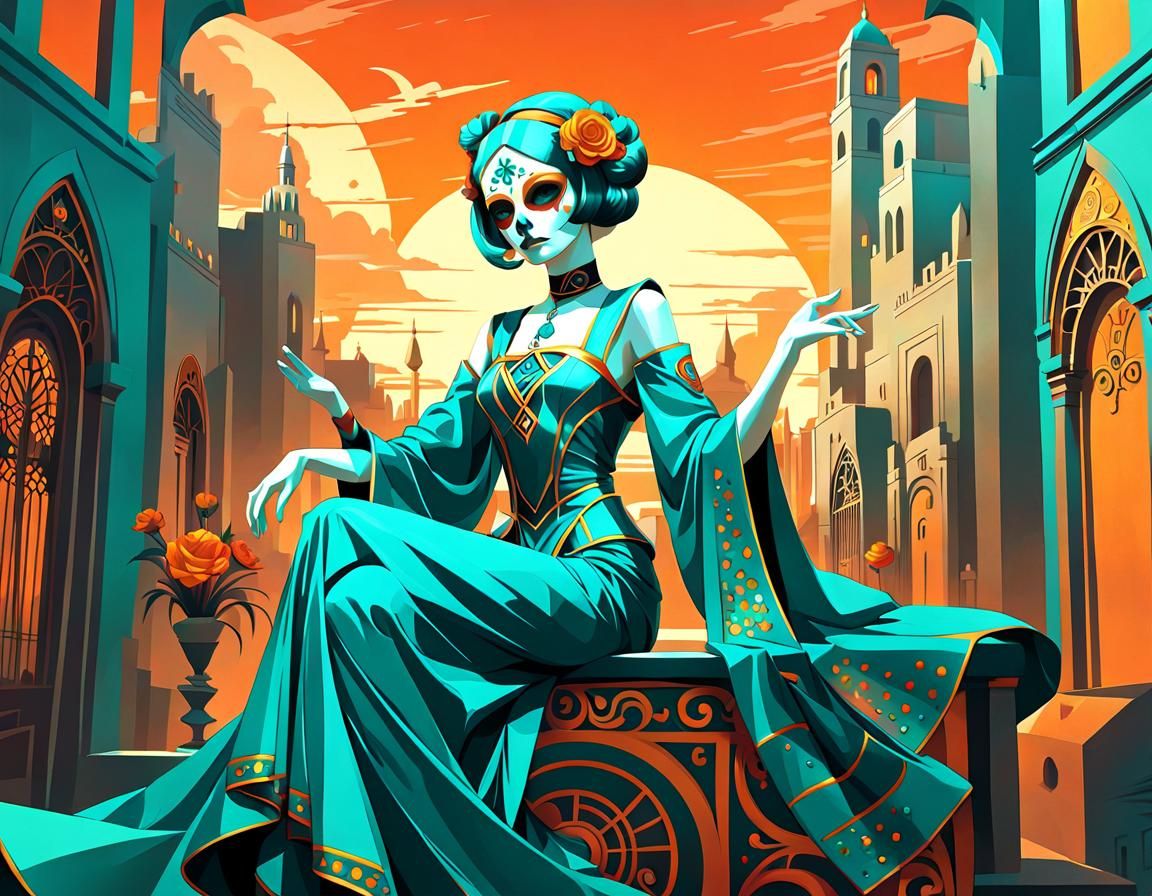 Día de los Muertos in Art Deco Style