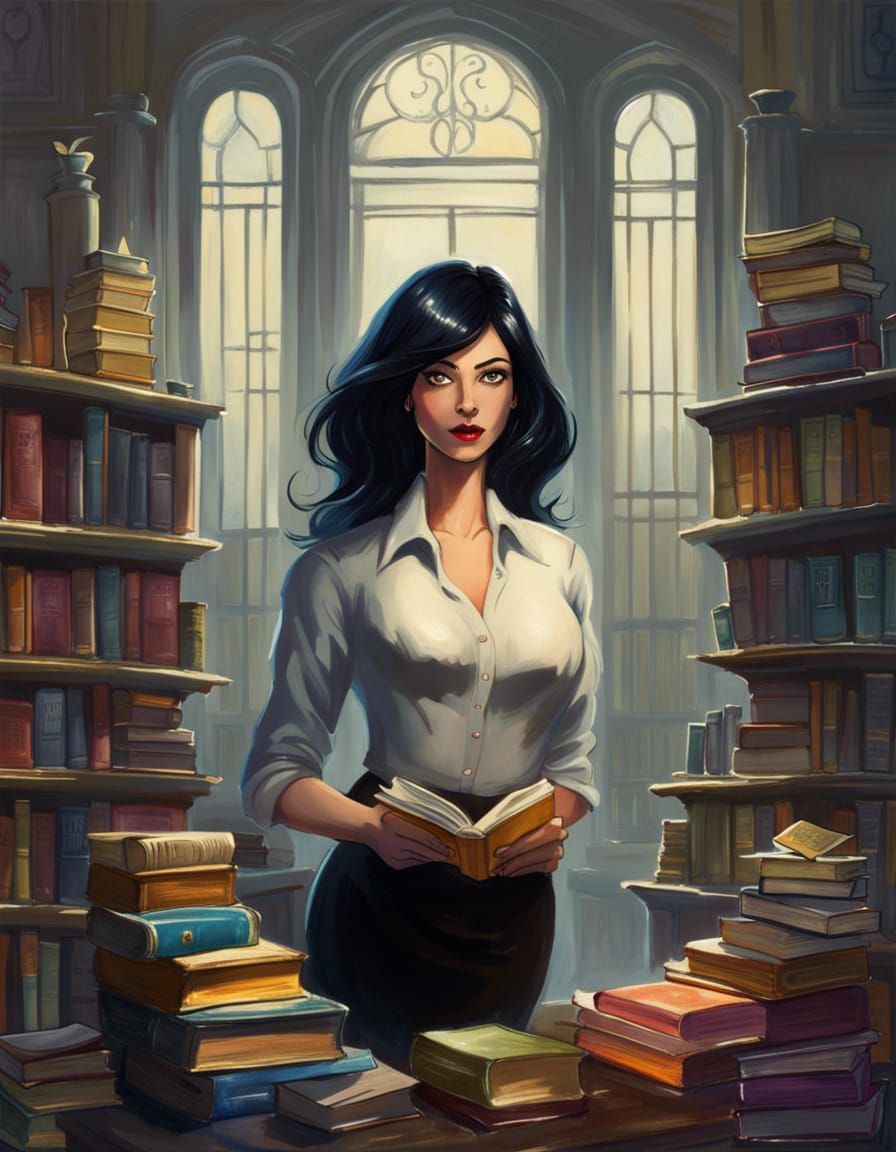 Hyperdetailed Librarian in Vibrant Illustration Style