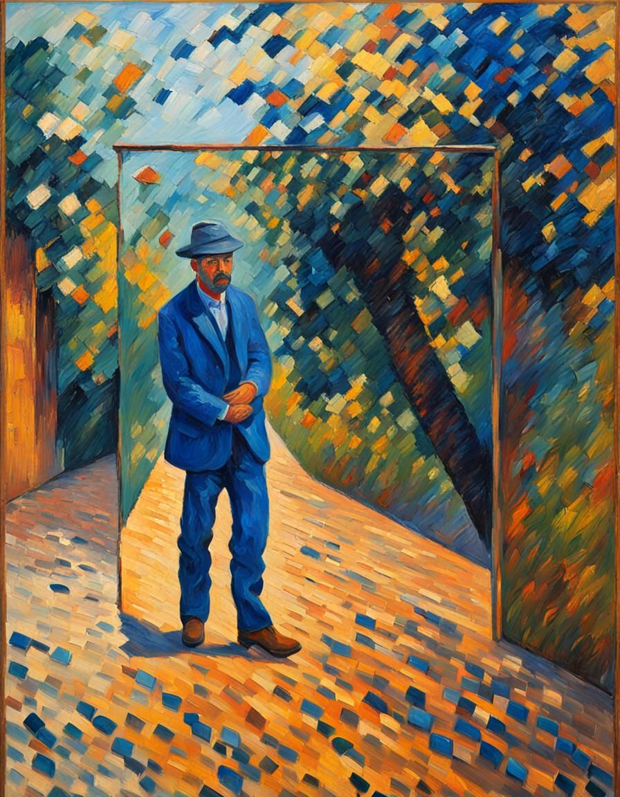 Expressive Portrait of Man in Neo-Impressionism Style