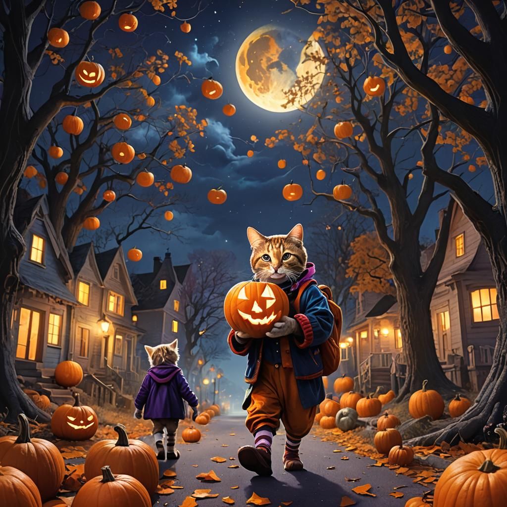 Midnight Pumpkin Delivery: A Fantasy Concept Art