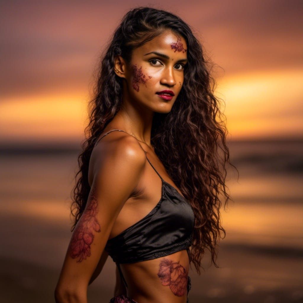 Glamorous Woman in Bikini on Tropical Beach