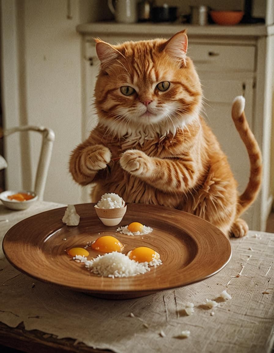 Cinematic Orange Cat Egg Mishap