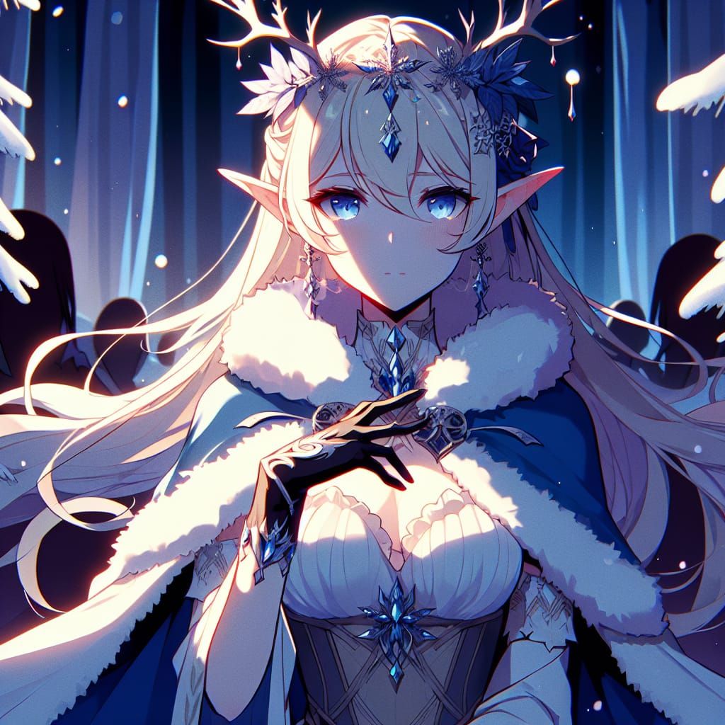 Anime Winter Eladrin with Cinematic Lighting