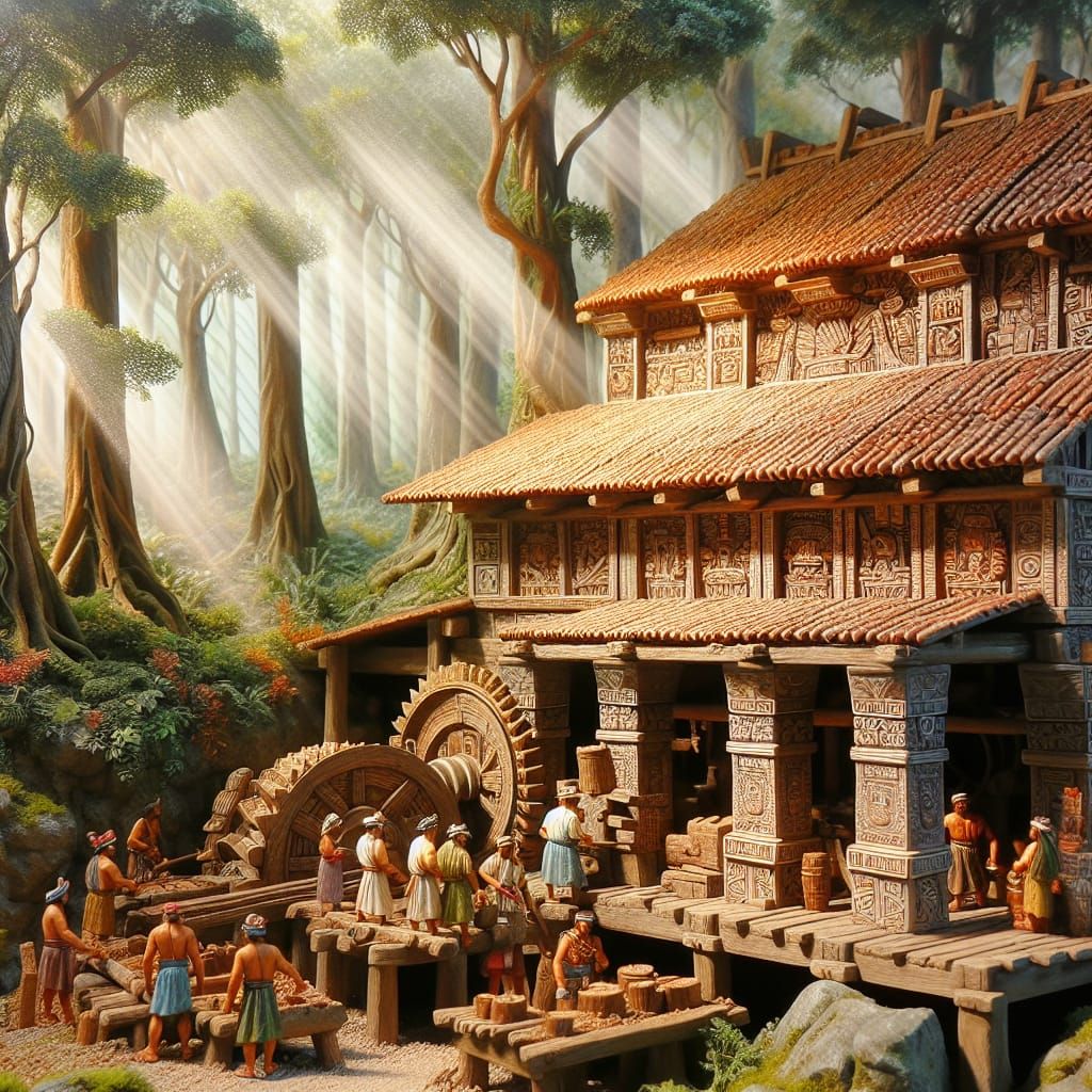 Aztec Sawmill in the Medieval Age: Detailed Exterior