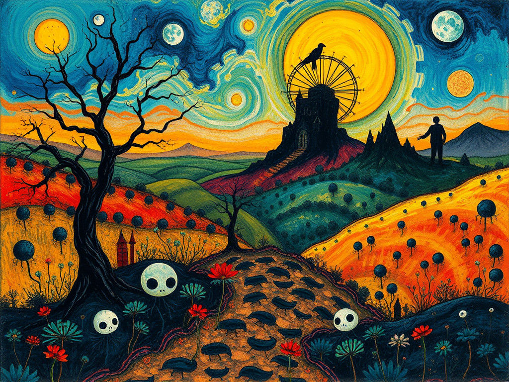 Dreamlike Landscape in Surrealist Expressionist Style