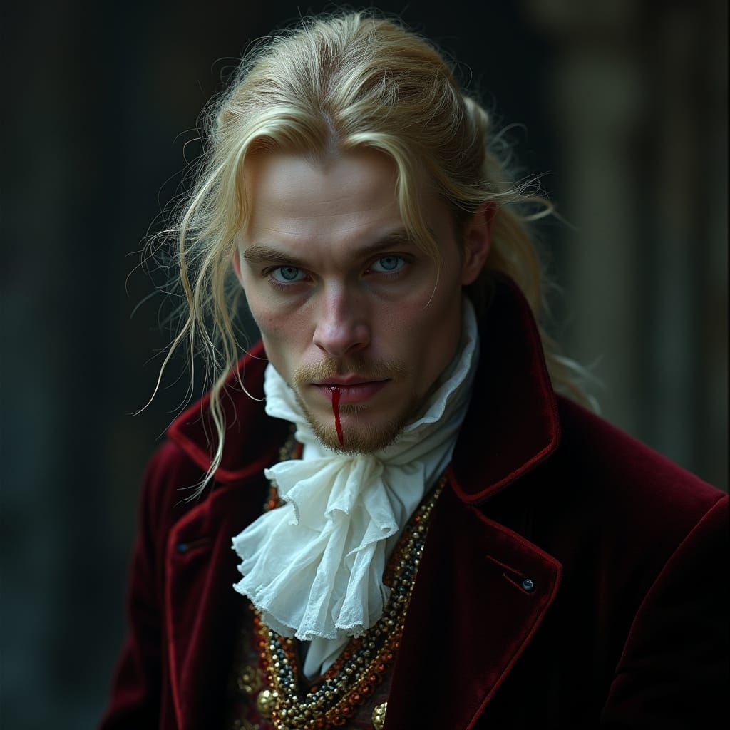 Vampire Portrait in 18th Century Aristocratic Style