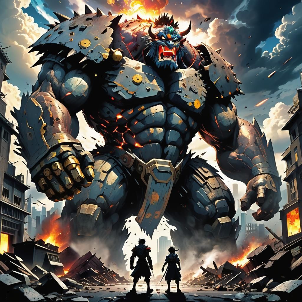 Epic Manga Battle Against a Colossal Behemoth