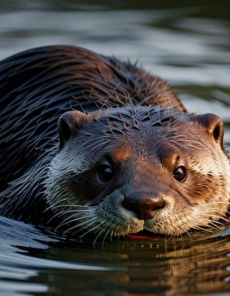 Hyperrealistic Otter Portrait in Cinematic Style