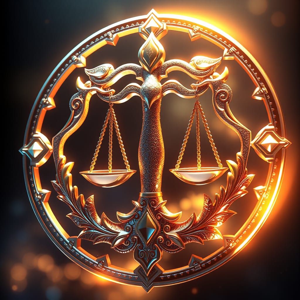 Libra Zodiac Symbol in 3D Anime Art Style