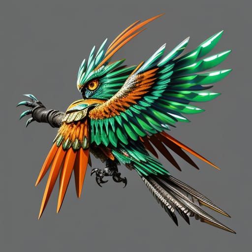 Steampunk Metallic Bird with Segmented Armor