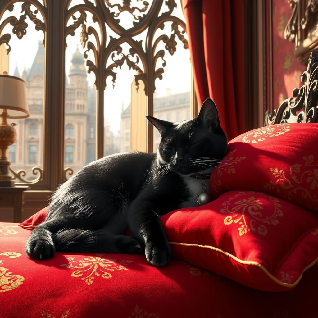 Victorian Cat Nap: 3D Anime Art