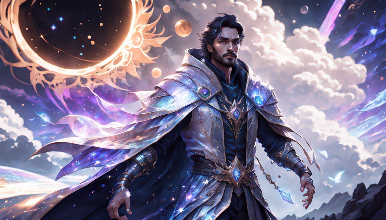 Astral Wizard in Eclipsed World: Digital Illustration