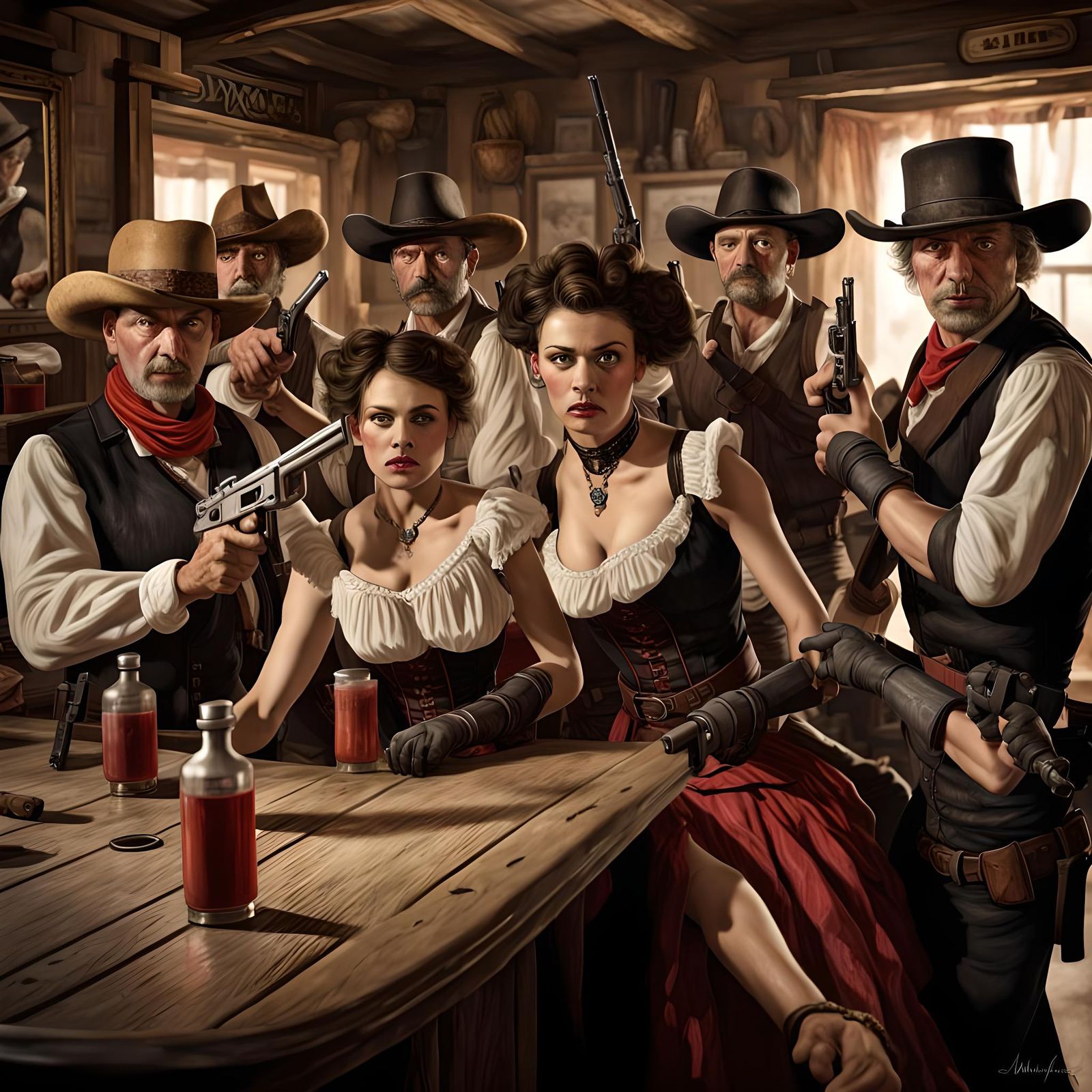 Wild West Bandits Cause Trouble in Saloon