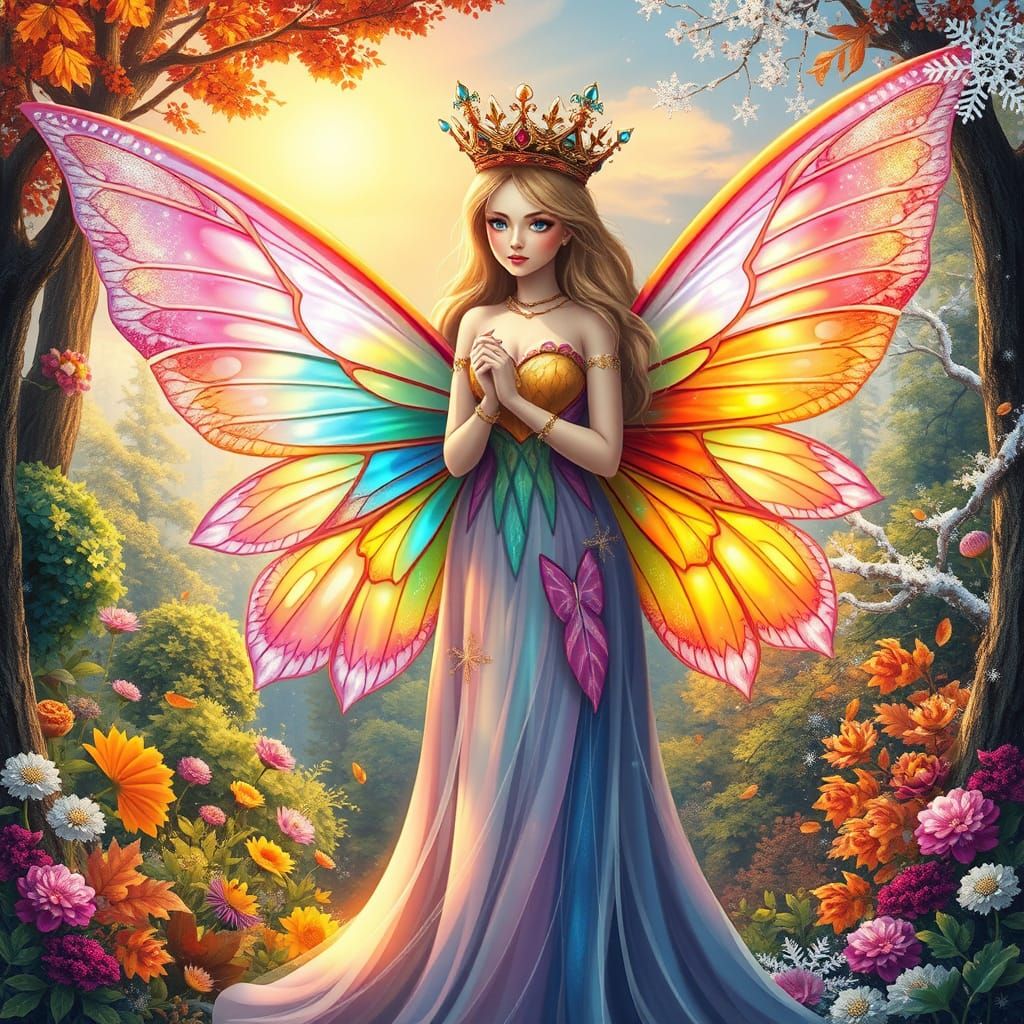 Magical Forest Queen Fairy in Vibrant Disney Style