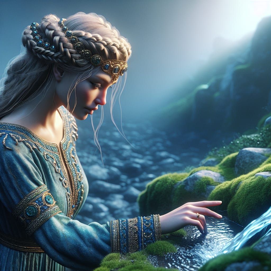 Divona: Celtic Goddess of Springs in Digital Painting